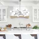 33" Modern Chandelier Ceiling Light Fixture, 12-Light Sputnik Chandeliers Brushed Nickel Mid Century Chandelier Over Table, Height Adjustable Chandeliers for Dining Room Living (Bulbs Not Included)