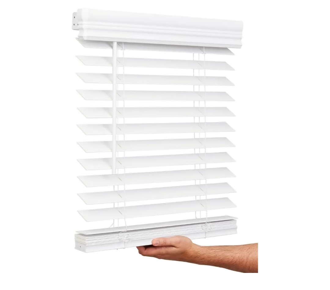 Lotus & Windoware Cordless, 2 Inch Faux Wood Blind, 29.5" Wide x 60" Long, Window Blinds, Blinds & Shades, Blinds for Indoor Windows, Smooth, Bright White - 29.5" x 60",Bright White