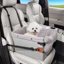 Dog Car Seats for Small Medium Dogs,PU Leather Car Seat Boosters,Foldable Puppy Cat Carseats (Grey, Small Dog)