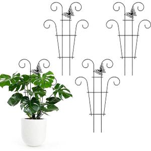 4 Pcs Butterfly Trellis for Potted Plants Indoor, 14.6 inch Small Garden Metal Trellis for Climbing Plants Outdoor, Stackable Pothos Plant Climber Support for Hoya Vine Ivy Flower Plant Support