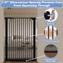 Extra Tall Baby Gate, 40.55" Tall, Fits 40.6"-54.7" Wide Openings, Pressure Mounted Walk-Through Dog Gate, 1.37" Narrow Bar Spacing, Auto Close, Black