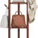 Generic Wooden Coat Rack Freestanding with 3 Shelves and 9 Hooks, Sturdy and Easy Assembly Coat Tree Stand for Entryway, Hallway, Bedroom, Coats, Bags, Hats, Walnut