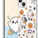 Halloween Case for iPhone 14 Plus Pumpkin, Ghost Designed Soft Slim Fit TPU Anti-Scratch Shockproof Protective Mobile Cover Clear Phone Case for iPhone 14 Plus, 2 Pack 