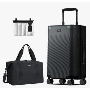 ECOHUB Hardside Expandable Carry On Luggage, 20" Rolling Luggage 22x14x9 Airline Approved with Spinner Wheels & TSA Lock, Lightweight Small Hardshell Travel Suitcase Valises, 20inch Carry-on Black