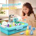 Play Sink with Running Water,Kitchen Play Sink Toys for Boys,Upgraded Real Faucet and Play Dishes,Pretend Role Play Toys for Girls Boys,Birthday Gifts for Kids 3-5,Practice Cleaning
