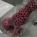 Quoowiit Statues for Home Decor, Modern Sculptures and Statues Decorations for Living Room, Bedroom, Table, Bookshelf, White Resin Leopard Art Decorative Sculpture with Black Polka Dots Design, 4.17 X 8.27 X 10.24 Inches