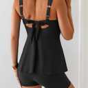 B2prity Tankini Swimsuits for Women Tummy Control Two Piece Modest Bathing Suits Floral Skirt Top with Boyshorts (Black, M)