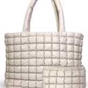 CITRUSY The Cloud Tote Bag Set | Puffer Tote Bag with Insert Pouch | Quilted Tote Bag for Women | Shoulder Puffy Bag
