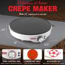 SugarWhisk Crepe Maker Electric, Crepe Pan 12 Inch with 5 X 4 Silicone Molds, Pancake Maker Machine for Pancakes & Tortilla & Fried Eggs, Batter Spreader & Spatula Included, White
