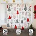 Christmas Tree Shower Curtain Grey Beige Red Xmas Tree with Snowflake Cute Bathroom Curtain Merry Christmas Xmas Pine Winter Holiday Bath Curtain Home Decor, 72x72 Inch