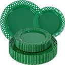 COLOSUS 60Pcs Green Plastic Plates, Fancy Green Scallop Plates, Heavy Duty Lace Hollowed Out Plate include 30 Dinner plate 10 and 30 Salad/Dessert plate 7.5for Party