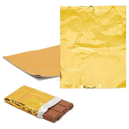 Juvale Gold Foil Sheets - Food-Safe Gold Aluminum Foil - Candy & Chocolate Bar Wrappers - 100 Pack, 6 x 7.5 in