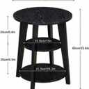 3-Tier Round Side Table - 23.6" Tall End Table with Storage Shelves - Waterproof Modern Nightstand for Living Room Bedroom Small Spaces (Black), 19.68" W x 19.68" D x 23.6" H