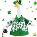 FuWeave St Patrick's Day Shamrock Goose Outfit Lawn Porch Goose Clothes for 23" St Patricks Day Shamrock Outdoor Patio Yard Lawn Art Decoration (Cute)