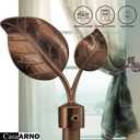 Leaf Curtain Holdbacks, Set of 2 - Wall Mounted Metal Tieback Hooks for Curtains, Adjustable Finial, Antique Bronze