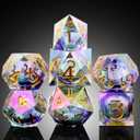 Iridescent Plating Glitter Liquid Core Sharp Dice, DNDND Handmade DND Resin Sharp Edge D&D Die with Gorgeous Gift Case for Dungeons and Dragon Tabletop Games (Iridescent Plating Liquid Core)