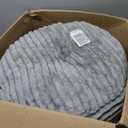 Round Pouf Ottoman,Corduroy Poufs with Memory Foam Filling for Foot Rest,Soft Footstool for Living Room,Office,20"x 15",Light Grey