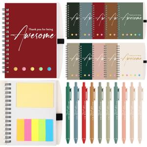 Chuangdi 20 Sets End of Year Teacher Gifts Bulk Inspirational Spiral Notebook with Sticky Note Motivational Pen Appreciation Gifts for Employee Team Staff Coworker (Classic,Vibrant)
