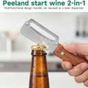 2 in 1 Multi Functional Vegetable Peeler, Stainless Steel Blade with Wooden Handle and Bottle Opener Kitchen Tool for Fruit Veggie Pumpkin Papaya Zucchini Peeling Potato Carrot Peeler