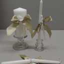 3 Pcs Unity Candles with Satin Bow and Glass Candle Holder Boho Wedding Unity Pillar Candle Set Wedding Ceremony Reception Candles Decor for Formal Events Church(Sage Green)
