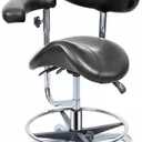 BONEW Global-Dental Saddle Shape Stool with Backrest PU Leather Chair Ergonomic Adjustable Swivel Saddle Chair