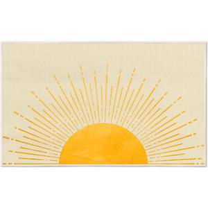Boho Sunshine Washable Entry Rug, Mid Century Modern Abstract Sun Small Throw Rugs for Entryway Bedroom Bathroom Kitchen, Non-Slip Indoor Door Mat for Bedside Inside Front Door, 17x30 Inches
