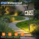 Brightever Solar Address Signs, House Number for Outside Waterproof, 3-Color LED Illuminated Address Plaques with Stake, Wall Mounted Solar Powered Light Up Address Numbers for Houses, 1-Pack (Black)