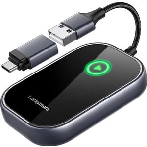 Luckymore Wireless Carplay Adapter, Converts Wired to Wireless Carplay Dongle for Wireless Control Plug & Play Carplay Fit for Cars from 2017 & for Apple iPhone iOS 10+ (Dark Stone)