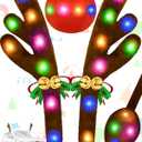 Christmas Reindeer Antlers Car Decoration Kit, IP44 Waterproof LED Lights Nose Vehicle with Jingle Bells Rudolph, Auto Holiday Accessories for SUV Van Truck Decor Multicolor