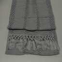 ZeeMart Macrame Style Boho Table Runner, Blue Grey Table Runners 108 Inches Long, Farmhouse Woven Home Decor, 12x108 Inch, Light Blue Grey