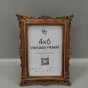 97 Decor 4x6 Oval Picture Frame - Vintage 4x6 Picture Frames Gold, Rustic 4 x 6 Gold Frame, Ornate Photo Frame 4 By 6 Picture Frame For Tabletop And Wall Hanging