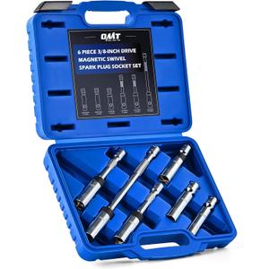 Orion Motor Tech 6pc 3/8" Drive Magnetic Swivel Spark Plug Socket Set, Thin Wall Spark Plug Sockets with 9/16" 5/8" 14mm 16mm Sizes, Cr-V Steel Magnetic Spark Plug Socket Set with 6 Point & 12 Point