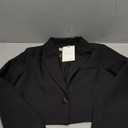 ELLEVEN Womens Cropped Blazer Business Casual Open Front Long Sleeve One Button Jacket (X-Small, Black)