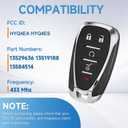 Smart Key Fob Replacement Fits for Chevy Traverse 2018 2019 2020 2021 2022 2023 2024 2025 Blazer 2019-2025 Trailblazer 2021-2025 Proximity Keyless Entry Remote Control 433 Mhz HYQ4EA HYQ4ES