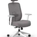 HON Altern Ergonomic Office Chair with Headrest, Arms, Foam Cushion Seat, Mid Back Home Office Desk Chair Comfy, Gaming Chair, Height Adjustable Arms, Synchro-Tilt, Seat-Slide, White Frame, Frost