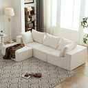 Vamcheer Modular Sectional Sofa with Chaise, Modern L Shaped Cloud Couch with Deep Seat, Sectional Couches for Living Room, Bedroom, Office, No Assembly Required, Cream (108"x66.9"x22")
