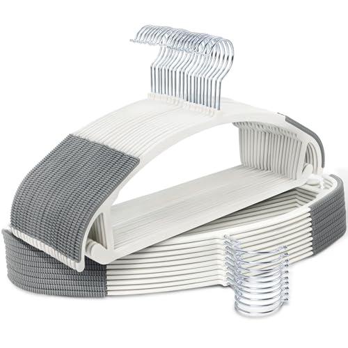 30PACK Slim Plastic Clothes Hangers, Ultra-Slim Non Slip Coat Hangers Suit with Rubber Pad, Cloth Hanger & 360° Swivel Hook, Heavy Sturdy Space-Saving Organizers for Coats, Pants, Suits, Shirts