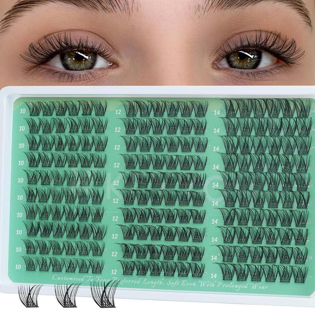 KEYYOULASH Lash Clusters Manga Lash Extension D Curl 120pcs 8-18mm Wispy Eyelash Clusters Natural Individual Lashes DIY at Home(KY02,CC-10-14MIX)
