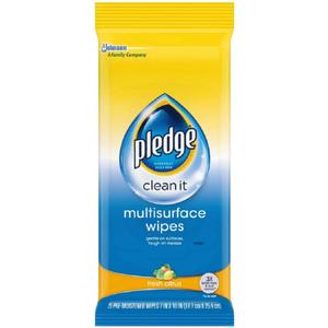 Pledge Multisurface Wipes, Fresh Citrus, 25 Wipes Per Pack (4 Packs)