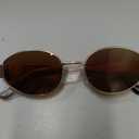 Retro Oval Sunglasses for Women Men Trendy Small Sun Glasses Classic Metal Frame Shades UV400 Protection (Gold Gray)