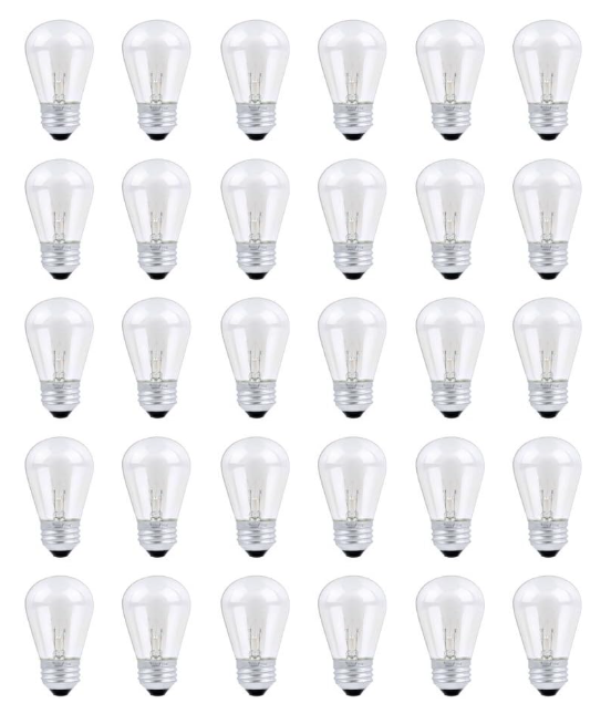 30 Pack S14 Outdoor String Light Bulbs Set orange, 120V 11W Clear Outdoor Patio Vintage Light Shatterproof Bulbs