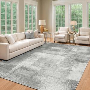 zesthome 7x9 Area Rugs for Living Room, Abstract Machine Washable Rug, Neutral Modern Soft Bedroom Rugs, Dining Room, Nursery, Non Slip Kitchen Carpet, Non-Shedding Indoor Home Office Rug