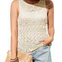 Zyyfly Crochet Tops for Women Summer Sweater Tank top Boho Knitted Sleeveless Beach Crocheted Shirt Hollow Knit Vest Beige S (Beige, S)