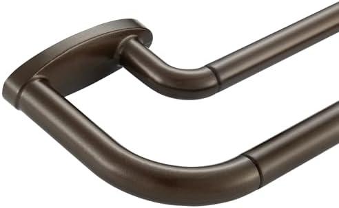 Double Curtain Rods Dark Bronze,Room Darkening Drapery Rod 28-48 Inches,Adjustable 3/4 Inches Front and 5/8 Inches Back Quality Metal Rod for Window,Wrap Around Design