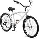 Schwinn Huron Adult Beach Cruiser Bike, 26-Inch Wheels, 18-Inch Steel Frame, 7-Speed Twist Shifters, Coaster Brakes, Silver