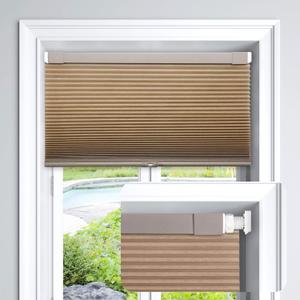 LazBlinds Cordless Cellular Shades, No Tools No Drill Light Filtering Honeycomb Shades Pleated Blinds for Windows, 37'' W x 64'' H, Mocha