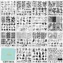 Biutee Nail Stamping Plates Set 15PCS Nail Art Stamper Scraper Nail Art Stamping Kit with Storage Bag Gift Box Nail Stamp Template Kit Lace Flower Butterfly Star Holiday Design
