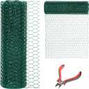 48'' x 50' Green Chicken Wire Fencing, 1 inch Chicken Wire and 19 Gauge Poultry Netting, Garden Mesh Fence Roll for Floral Arrangements/Crafts/Farm/Livestock/Pet Protection