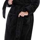 Turquaz Oversize Premium Luxury Ultra Soft Warm Robes for Women Plush Fleece Bathrobe for Women with and Spacious Pockets (Black, S)