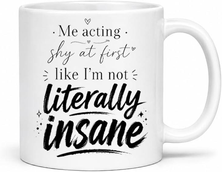 Funny Gifts for Women Men, Literally Insane Mug, Sarcastic Office Humor Gift, Funny Coworker Gag Gift for Friends Boss Employees, Birthday Christmas White Elephant Gift